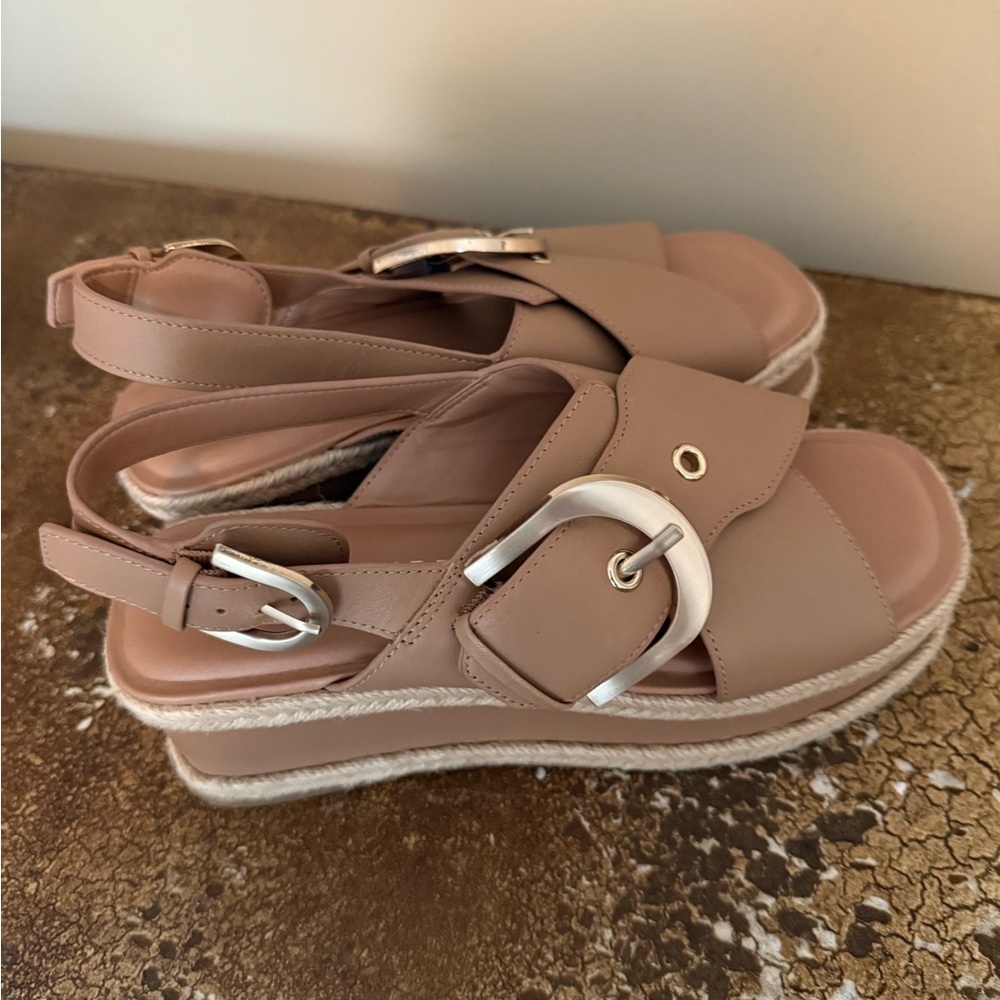 Marc Fisher LTD - Renda Slingback Espadrille leather Platform Wedge Sandal sz 6